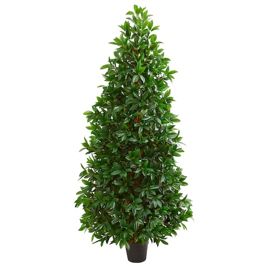 Michaels, 5ft. Potted Bay Leaf Cone Topiary Tree – Category: Trees & Floor Plants